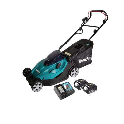 Makita DLM 431 RT2 tondeuse à gazon à batterie 36V (2x18V) 43cm + 2x batterie 5,0Ah + chargeur