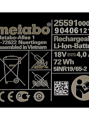 Metabo Li-Power Batterie 18V 4,0 Ah ( 625591000 )