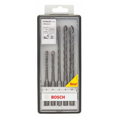 Bosch Set Forets Robust Line SDS plus-5 pour perceuse 5/6/8/10mm, certifié PGM, 5pcs. ( 2607019927 )