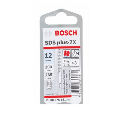 Bosch SDS-plus 7X Foret en carbure 12x200x265 mm, certifié PGM (2608576151)