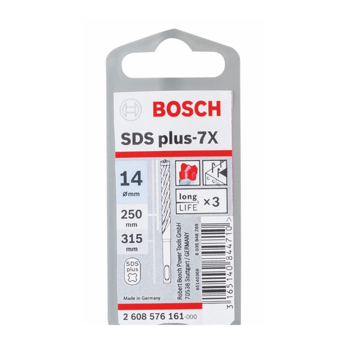 Bosch Hammerbohrer SDS-plus 7X Bohrer 14x250x315mm Carbide ( 2608576161 ) PGM zertifiziert - Toolbrothers