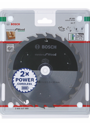 Bosch Lame de scie circulaire Standard for Wood 165 x 20 x 1,5 mm, 24 dents (2608837685)