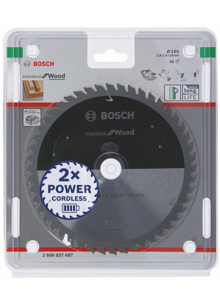 Bosch Lame de scie circulaire Standard for Wood 165 x 20 x 1,5 mm, 48 dents (2608837687)