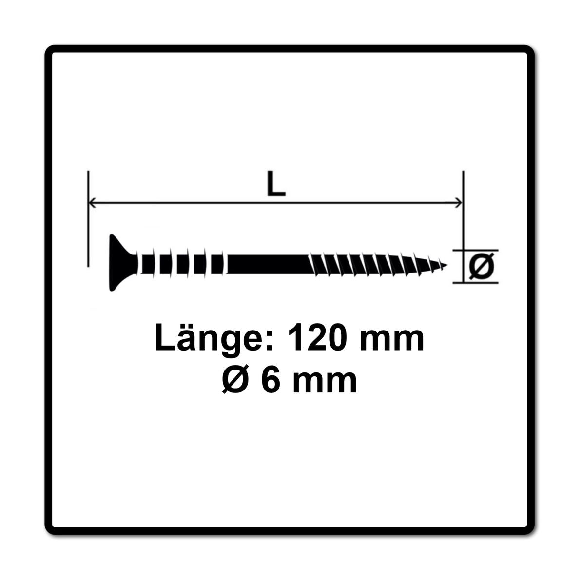 SPAX Vis réglable 6,0x120 mm, 100 pièces avec rainures d'entrainement, tête plate T-STAR Plus 4Cut WIROX ( 161010601205 )