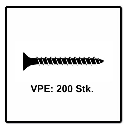 Vis pour panneaux d'aggloméré Fischer Power-Fast II FPF II 4,0x25 mm 200 pièces (670152) tête fraisée avec filetage complet Torx, galvanisées, passivée bleue