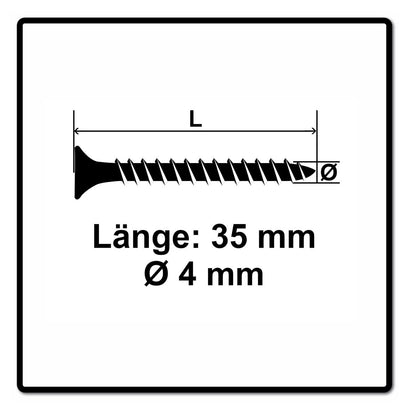 Fischer Power-Fast II FPF II Vis à bois aggloméré 4,0x35mm, Tête fraisée, Empreinte Torx ,Filetage partiel, Zingué blanc, Bleu passivé - 1000 pcs. (670625)