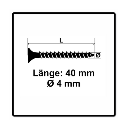 Vis pour panneaux d'aggloméré Fischer Power-Fast II FPF II 4,0x40 mm 1000 pièces (670158) tête fraisée avec filetage complet Torx, galvanisées, passivée bleue