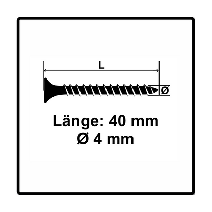 Vis pour panneaux d'aggloméré Fischer Power-Fast II FPF II 4,0x40 mm 200 pièces (670159) tête fraisée avec filetage complet Torx, galvanisées, passivée bleue