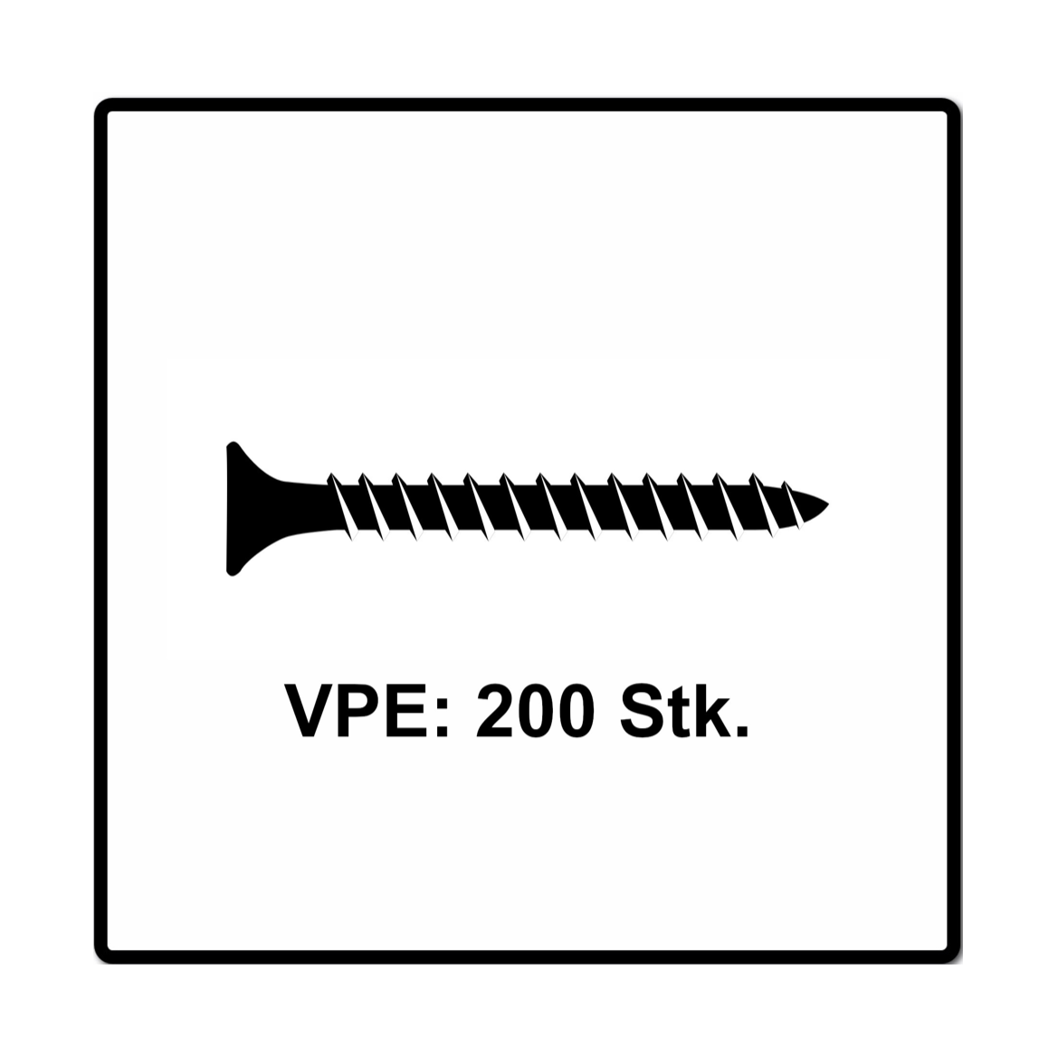 Fischer Power-Fast II FPF II Spanplattenschraube 4,0x50 mm 200 Stück ( 670162 ) Senkkopf mit Torx Vollgewinde galvanisch verzinkt, blau passiviert