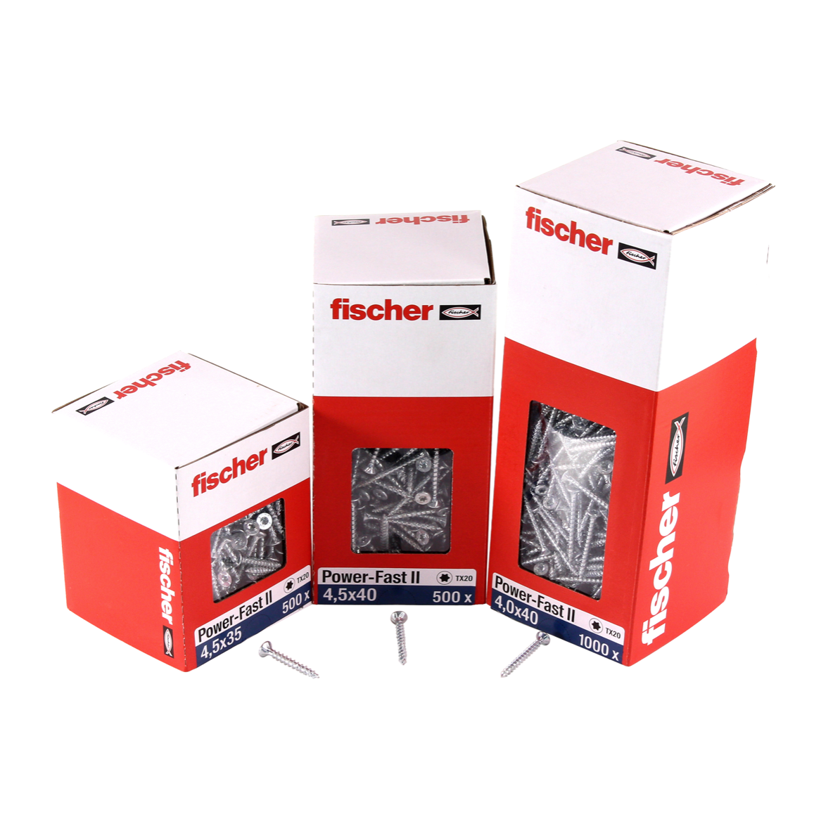 Fischer Power-Fast II FPF II Spanplattenschraube 4,0x50 mm 500 Stück ( 670163 ) Senkkopf mit Torx Vollgewinde galvanisch verzinkt, blau passiviert