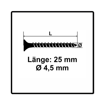 Vis pour panneaux d'aggloméré Fischer Power-Fast II FPF II 4,5x25 mm 200 pièces (670254) tête fraisée avec filetage complet Torx, galvanisées, passivée bleue