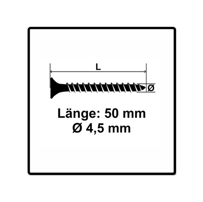 Fischer Power-Fast II FPF II Spanplattenschraube 4,5x50 mm 200 Stück ( 670264 ) Senkkopf mit Torx Vollgewinde galvanisch verzinkt, blau passiviert