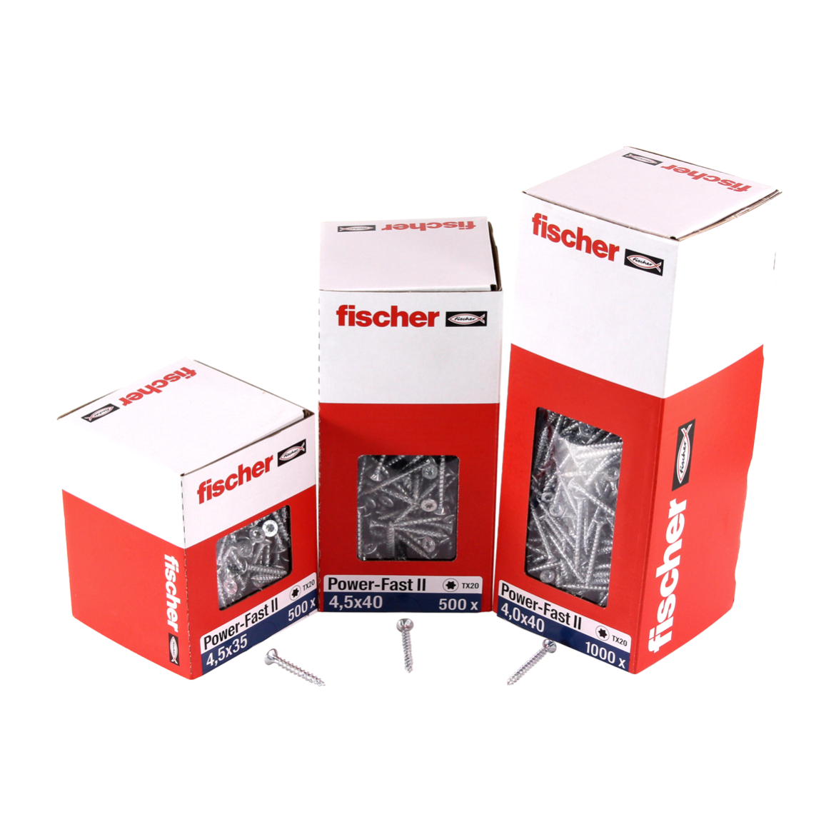 Fischer Power-Fast II FPF II Vis à bois aggloméré 5,0x35mm, 500 pcs. Tête fraisée avec empreinte Torx, filetage total, zingué et passivé bleu (670353)