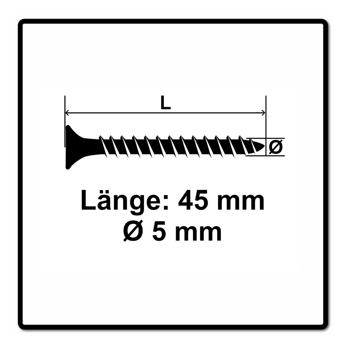 Fischer Power-Fast II FPF II Vis à bois aggloméré 5,0x45mm, 500 pcs. Tête fraisée avec empreinte Torx, filetage total, zingué et passivé bleu (670357)