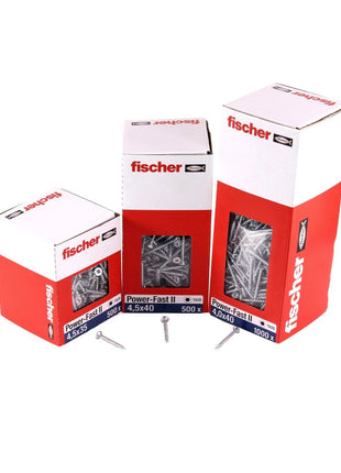 Fischer Vis pour panneaux de particules Power-Fast II FPF II 5.0x60 mm - 500 pièces (670361) tête fraisée + Filetage complet Torx, galvanisée, passivée bleue