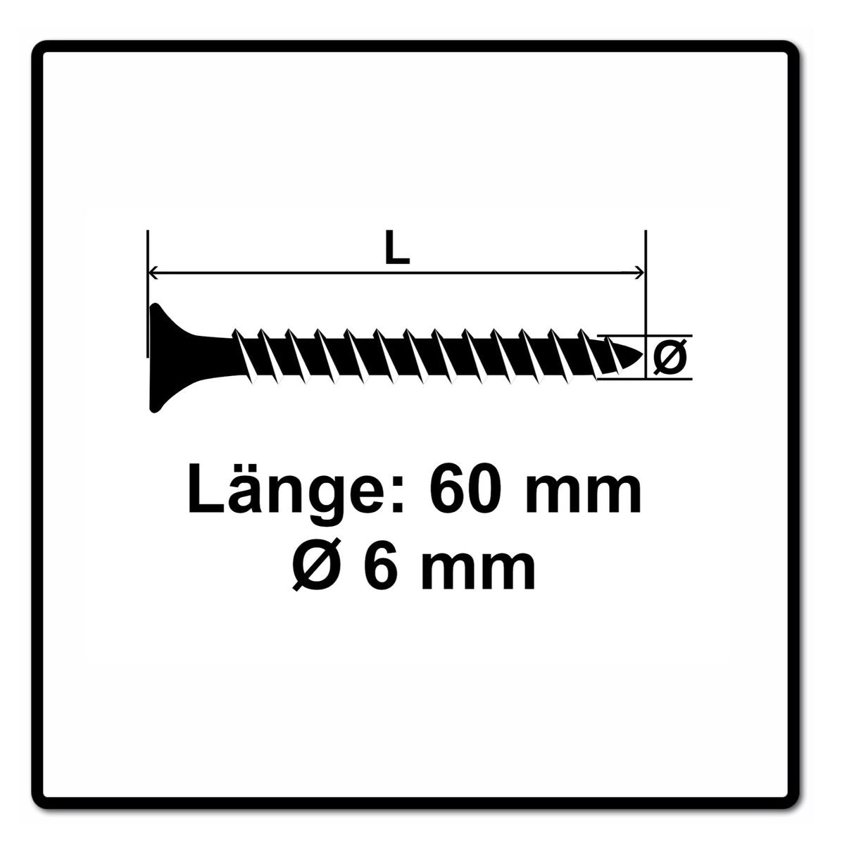 Fischer Power-Fast II FPF II Spanplattenschraube 6,0x60 mm 100 Stück ( 670455 ) Senkkopf mit Torx Vollgewinde galvanisch verzinkt, blau passiviert