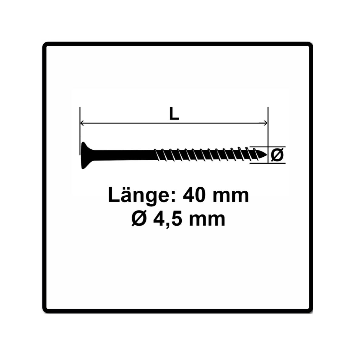 Fischer Power-Fast II FPF II Vis à bois aggloméré 4,5x40mm,Tête fraisée, Torx , Filetage partiel, Zingué blanc, Passivé bleu, 200 pcs. (670268)