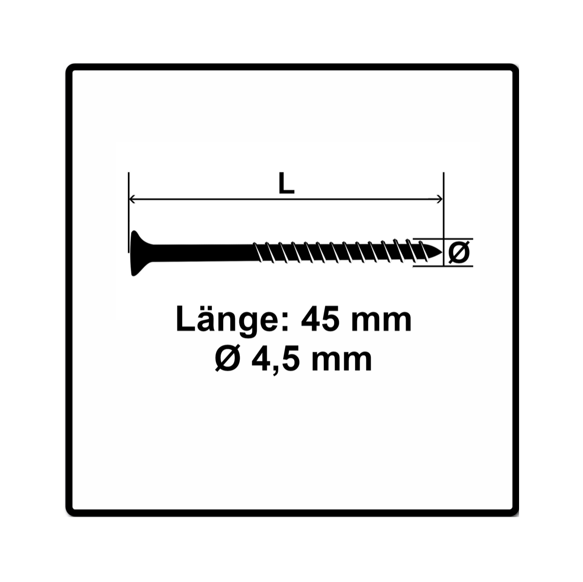 Fischer Power-Fast II FPF II Vis à bois aggloméré 4,5x45mm,Tête fraisée, Torx, Filetage partiel, Zingué blanc, Passivé bleu, 200  pcs. (670270)