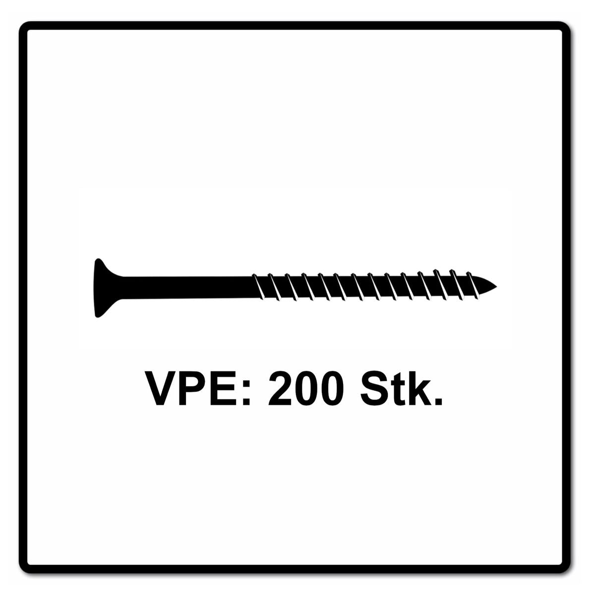 Fischer Power-Fast II FPF II Vis à bois aggloméré 4,5x50mm, Tête fraisée, Torx, Filetage partiel, Zingué et passivé bleu, 200 pcs. (670272)