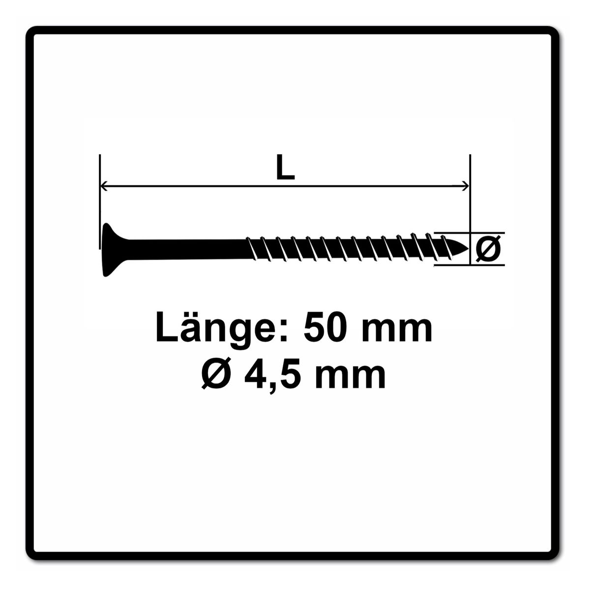 Fischer Power-Fast II FPF II Vis à bois aggloméré 4,5x50mm, Tête fraisée, Torx, Filetage partiel, Zingué et passivé bleu, 200 pcs. (670272)