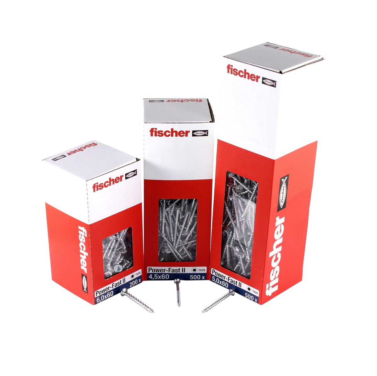 Fischer Power-Fast II FPF II Vis à bois aggloméré 4,5x50mm, Tête fraisée, Torx, Filetage partiel, Zingué et passivé bleu, 200 pcs. (670272)