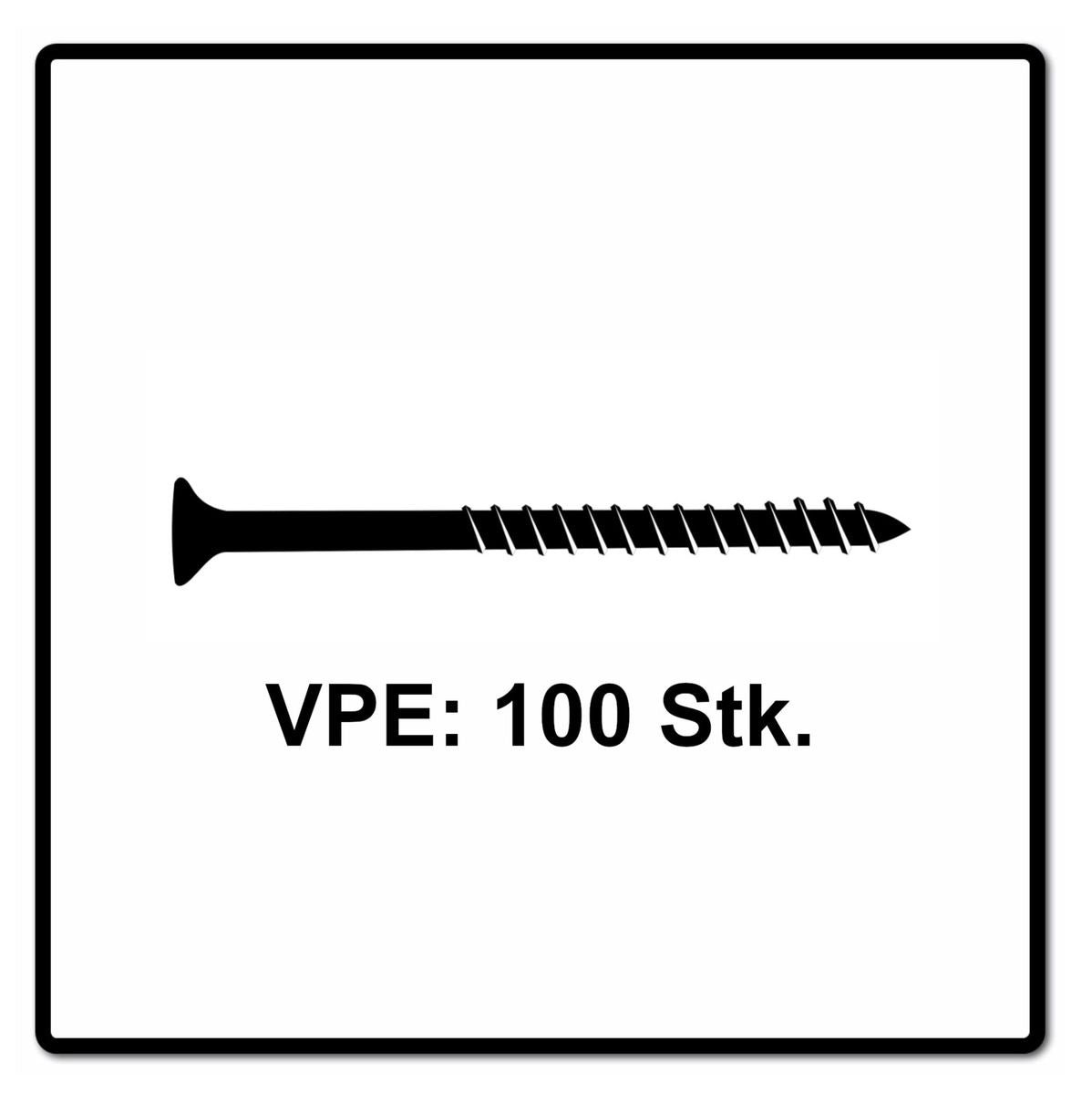 Fischer Power-Fast II FPF II Spanplattenschraube 4,5x70 mm 100 Stück ( 670276 ) Senkkopf mit Torx Teilgewinde galvanisch verzinkt, blau passiviert