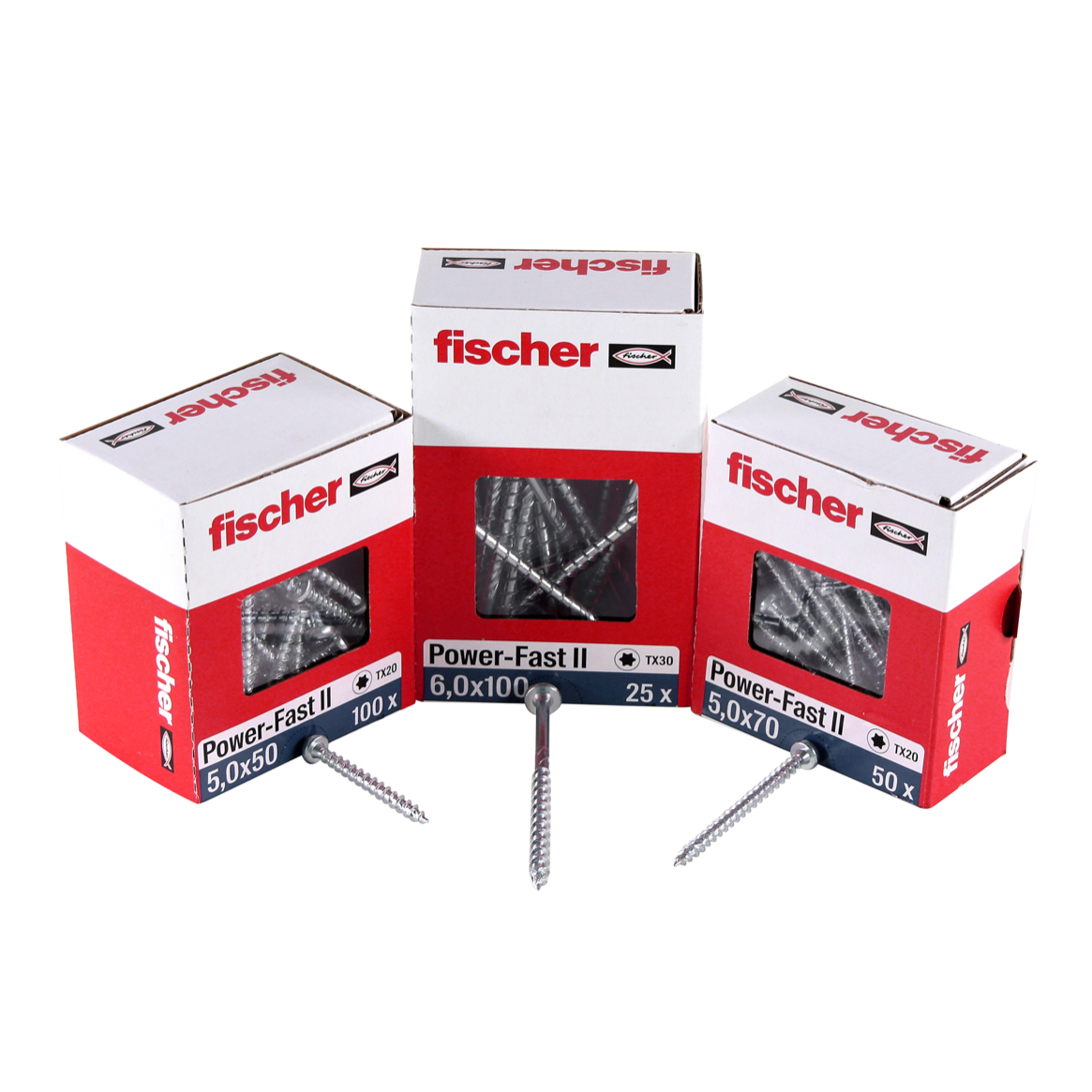 Fischer Power-Fast II FPF II Vis à bois aggloméré 5,0x35mm, 200 pcs. Tête fraisée avec empreinte Torx, filetage partiel, zingué et passivé bleu (670370)