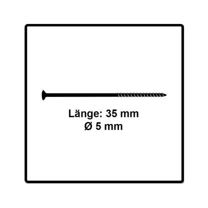 Fischer Power-Fast II FPF II Spanplattenschraube 5,0x35 mm 500 Stück ( 670371 ) Senkkopf mit Torx Teilgewinde galvanisch verzinkt, blau passiviert