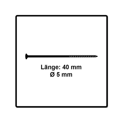 Fischer Power-Fast II FPF II Vis à bois aggloméré 5.0x40mm, 500 pcs. Tête fraisée avec empreinte Torx, Filetage partiel, zingué et passivé bleu (670373)