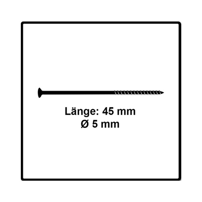 Fischer Power-Fast II FPF II Vis à bois aggloméré 5,0x45mm, 200 pcs. Tête fraisée avec empreinte Torx, filetage partiel, zingué et passivé bleu (670374)