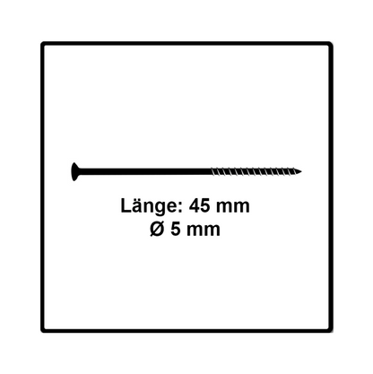 Fischer Power-Fast II FPF II Vis à bois aggloméré 5,0x45mm, 500 pcs. Tête fraisée avec empreinte Torx, filetage partiel, zingué et passivé bleu (670375)