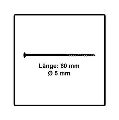 Fischer Power-Fast II FPF II Vis à bois aggloméré 5,0x60mm, Tête fraisée, Filetage partiel, Empreinte Torx, Zingué blanc, Passivée bleue, 100 pcs. (670378)