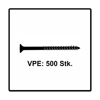 Fischer Power-Fast II FPF II Spanplattenschraube 5,0x60 mm 500 Stück ( 670379 ) Senkkopf mit Torx Teilgewinde galvanisch verzinkt, blau passiviert