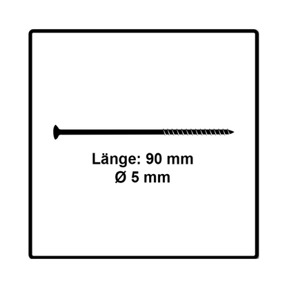 Fischer Vis pour panneaux de particules Power-Fast II FPF II 5.0x90 mm - 100 pièces (670384) tête fraisée + Filetage partiel Torx, zinguée, passivée bleue