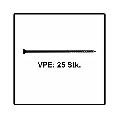 Fischer Power-Fast II FPF II Vis à bois aggloméré 6,0x100 mm, 25 pcs., tête fraisée, empreinte Torx, filetage total, zingué et passivé bleu  ( 670458 )