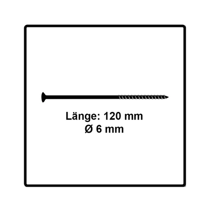 Fischer Power-Fast II FPF II Spanplattenschraube 6,0x120 mm 100 Stück ( 670460 ) Senkkopf mit Torx Teilgewinde galvanisch verzinkt, blau passiviert