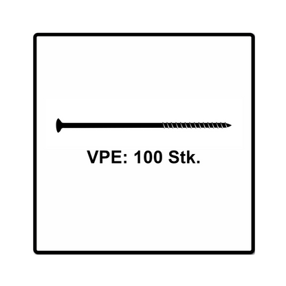 Fischer Power-Fast II FPF II Vis à bois aggloméré 6,0x130mm, Tête fraisée, Empreinte Torx ,Filetage partiel, Zingué blanc, Bleu passivé - 100 pcs. (670461)