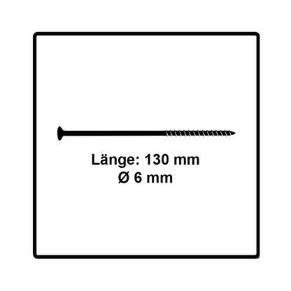 Fischer Power-Fast II FPF II Vis à bois aggloméré 6,0x130mm, Tête fraisée, Empreinte Torx ,Filetage partiel, Zingué blanc, Bleu passivé - 50 pcs. (670691)