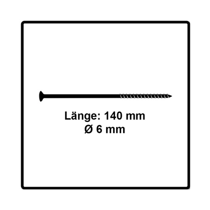 Fischer Power-Fast II FPF II Spanplattenschraube 6,0x140 mm 50 Stück ( 670692 ) Senkkopf mit Torx Teilgewinde galvanisch verzinkt, blau passiviert