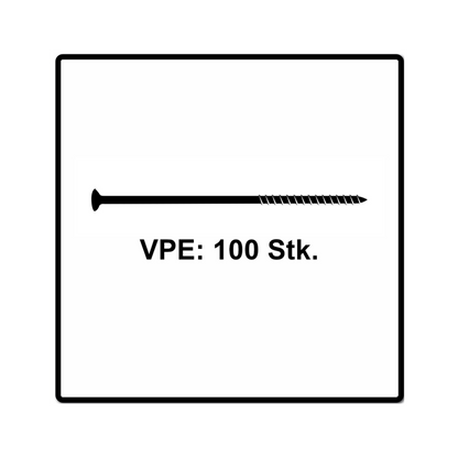 Fischer Power-Fast II FPF II Vis à bois aggloméré 6,0x150mm, Tête fraisée, Empreinte Torx ,Filetage partiel, Zingué blanc, Bleu passivé - 100 pcs. (670463)