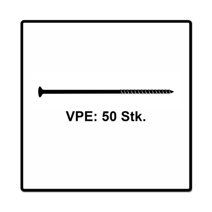 Fischer Power-Fast II FPF II Spanplattenschraube 6,0x200 mm 50 Stück ( 670696 ) Senkkopf mit Torx Teilgewinde galvanisch verzinkt, blau passiviert