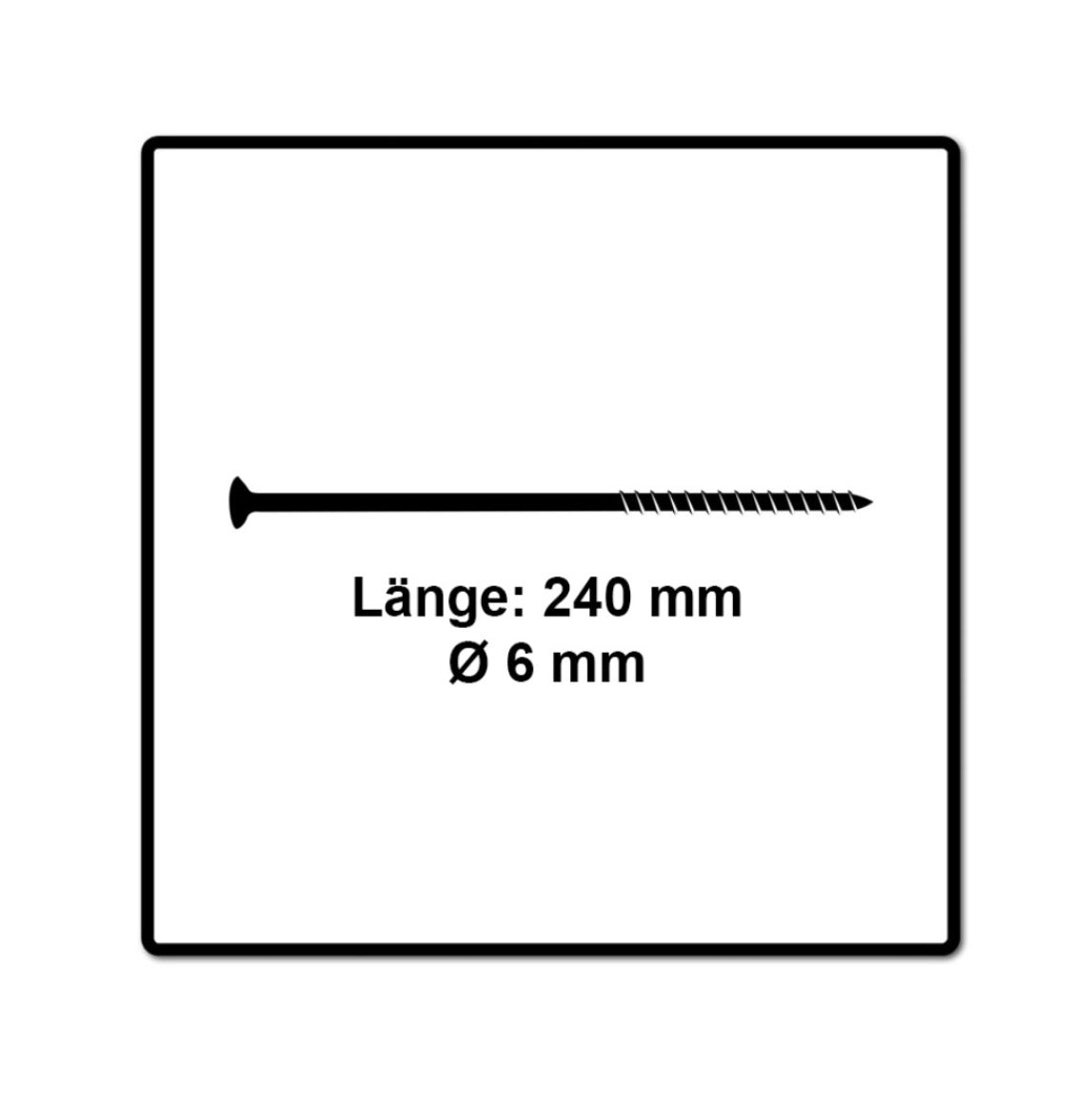 Fischer Power-Fast II FPF II Vis à bois aggloméré 6,0x240 mm, 50 pcs., tete fraisée, empreinte Torx, filetage partiel, zingué et passivé bleu  ( 670469 )