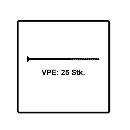 Fischer Power-Fast II FPF II Spanplattenschraube 6,0x280 mm  25 Stück ( 670472 ) Senkkopf mit Torx Teilgewinde galvanisch verzinkt, blau passiviert