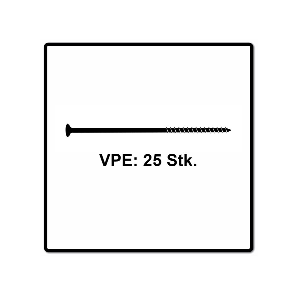 Fischer Power-Fast II FPF II Spanplattenschraube 6,0x300 mm 25 Stück ( 670474 ) Senkkopf mit Torx Teilgewinde galvanisch verzinkt, blau passiviert