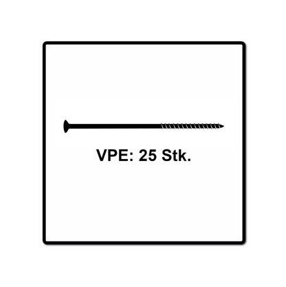 Fischer Power-Fast II FPF II Vis à bois aggloméré 6,0x300 mm, Tête fraisée avec étoile intérieure TX - Filetage partiel galvanisé - Bleu passivé, 25 pcs. ( 670474 )