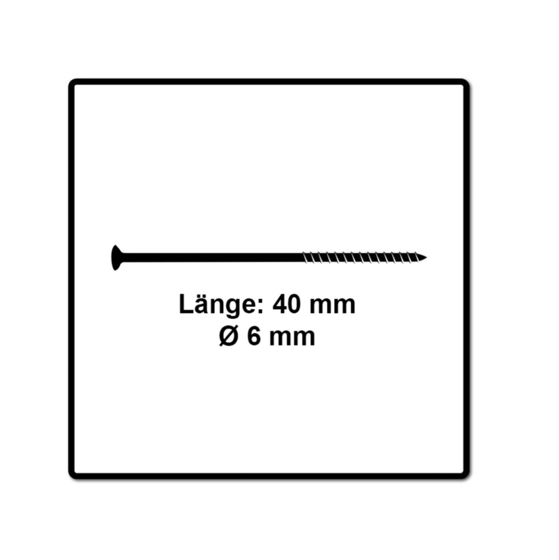 Fischer Power-Fast II FPF II Vis à bois aggloméré 6,0 x 40 mm, 200 pcs. Tête fraisée avec Torx, filetage partiel zingué, bleu passivé (670476)