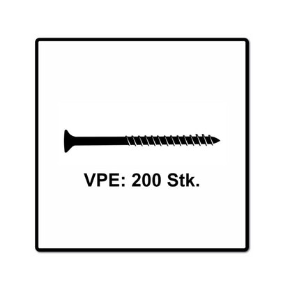 Fischer Power-Fast II FPF II Spanplattenschraube 6,0x40 mm 200 Stück ( 670476 ) Senkkopf mit Torx Teilgewinde galvanisch verzinkt, blau passiviert