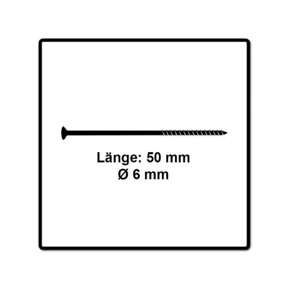 Fischer Vis pour panneaux de particules Power-Fast II FPF II 6.0x50 mm - 400 pièces (670480) tête fraisée + Filetage partiel Torx, galvanisée, passivée bleue