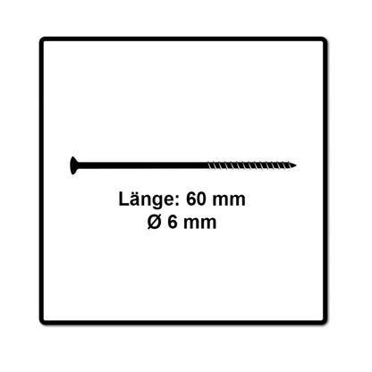 Fischer Vis pour panneaux de particules Power-Fast II FPF II 6.0x60 mm - 200 pièces (670482) tête fraisée + Filetage partiel Torx, galvanisée, passivée bleue