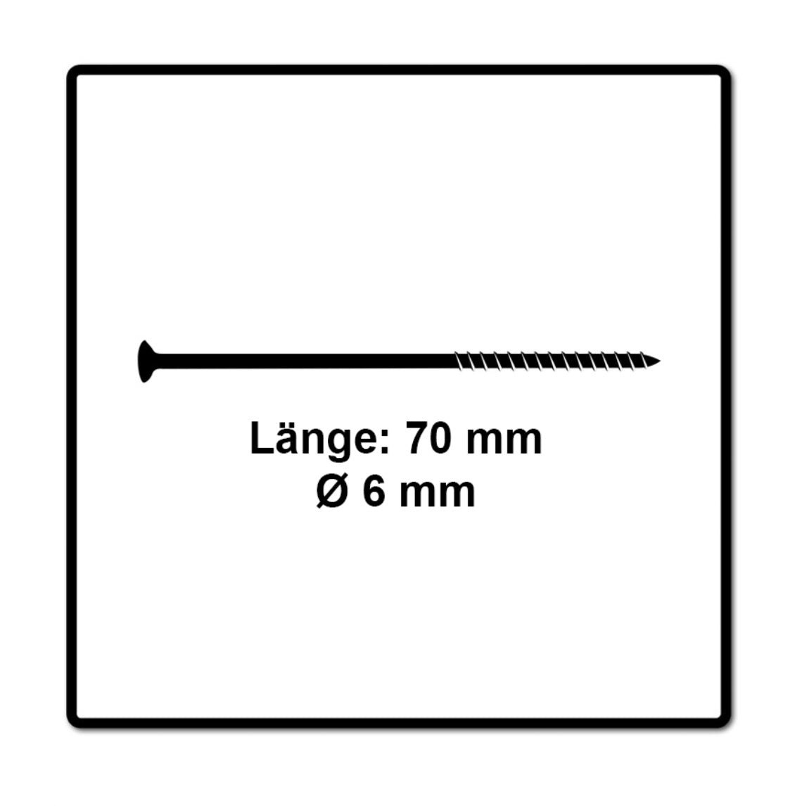 Fischer Vis pour panneaux de particules Power-Fast II FPF II 6.0x70 mm - 100 pièces (670483) tête fraisée + Filetage partiel Torx, galvanisée, passivée bleue